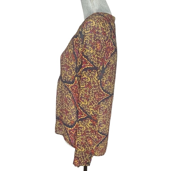 Banana Republic Long Sleeve Paisley Baroque Blouse Sz S – Multicolor Fall Top - Picture 4 of 14